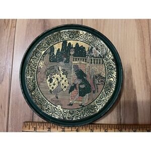 Vintage Canco Round Art Deco Biscuit Tin Balcony Scene Dance Green